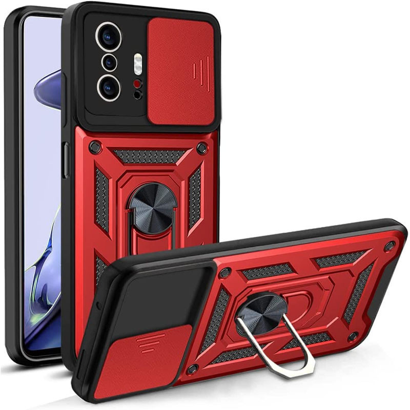Протиударний чохол Camshield Serge Ring для Xiaomi 11T / 11T Pro | Броньований з кільцем-підставкою Червоний, фото 1