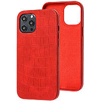 Кожаный чехол Croco Leather для Apple iPhone 12 Pro / 12 (6.1") Red