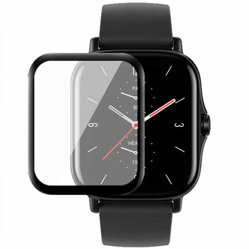 Полімерна плівка 3D (full glue) на екран для Amazfit GTS 2e | з повною проклейкою Чорний