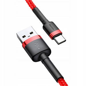 Дата кабель Baseus Cafule Type-C Cable 3A (1m) (CATKLF-B) Червоний / Чорний
