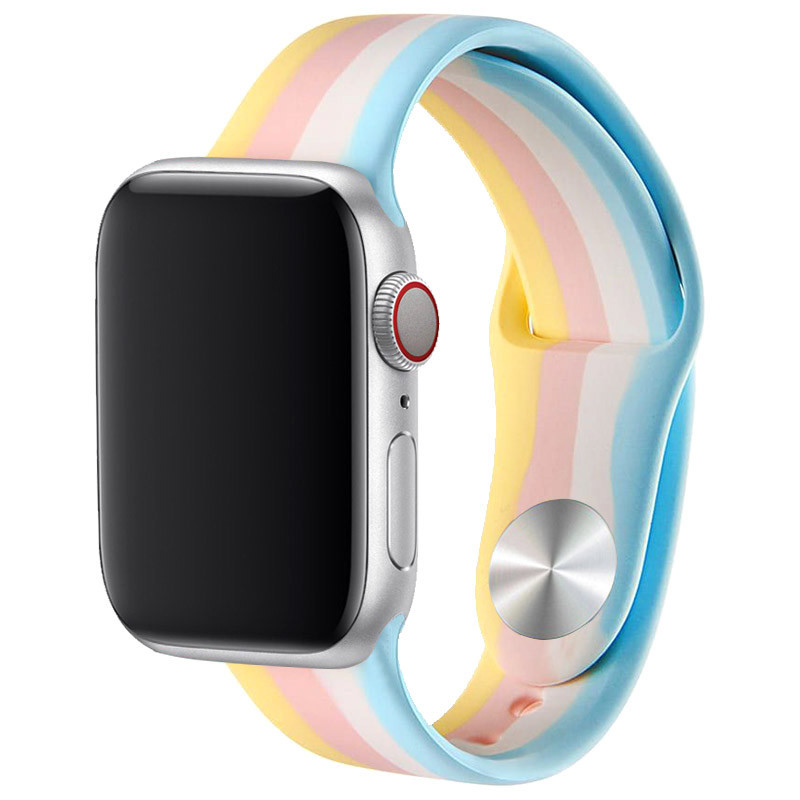 Силіконовий ремінець Rainbow для Apple Watch 42(ser.1-3)/44/45/46/49mm Жовтий / Блакитний