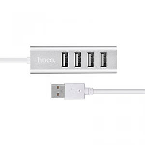 Перехідник HUB Hoco HB1 USB to USB 2.0 (4 port) (1m) Срібний