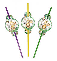 Коктейльні трубочки з гофрою "Тварини", 8 шт.