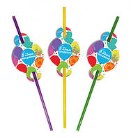 Коктейльные трубочки с гофрой "З Днем Народження шарики" , 8шт.