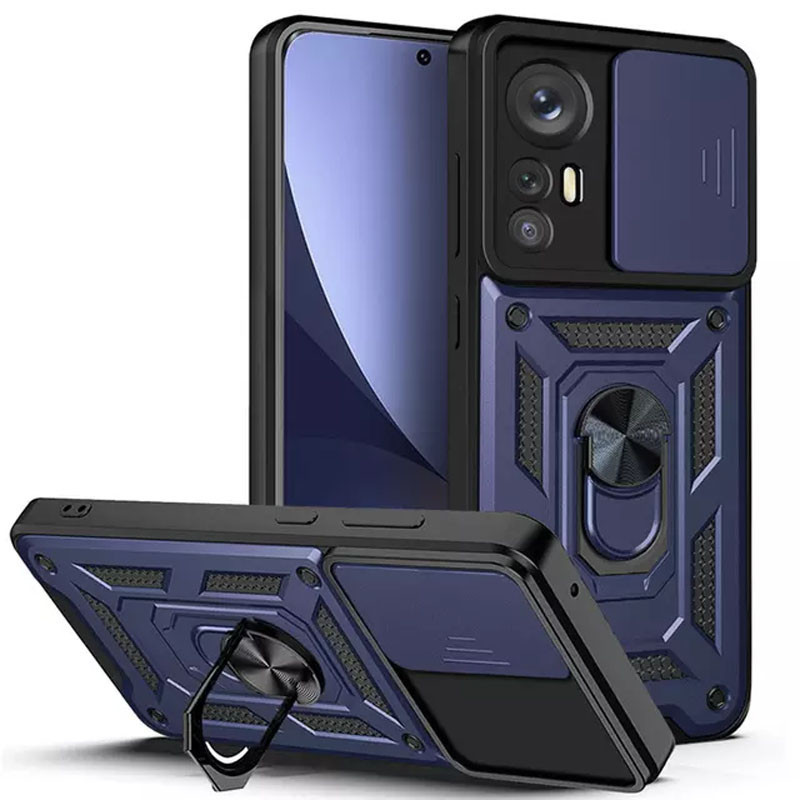 Протиударний чохол Camshield Serge Ring для Xiaomi 12T / 12T Pro | Броньований з кільцем-підставкою Синій, фото 1