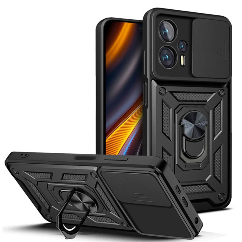 Протиударний чохол Camshield Serge Ring для Xiaomi Poco X4 GT | Броньований з кільцем-підставкою Чорний, фото 1