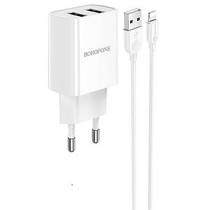 МЗП Borofone BA53A Powerway (2USB/2.1A) + Lightning Білий