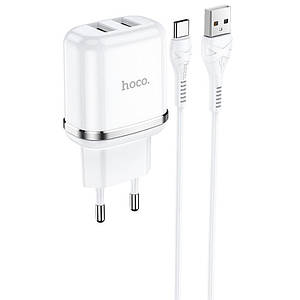 МЗП Hoco N4 (2USB/2.4A) + Type-C Білий