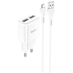 МЗП HOCO C88A (2USB/2.4A) + MicroUSB Білий