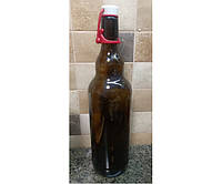 Пляшка скляна EverGlass 1000 мл., з бугельною пробкою (коричневий)