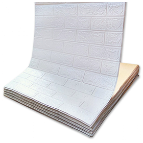 3D панелі самоклейка під білу матову цеглу 3 мм, самоклеючі 3Д панелі для стін рулон - 3.08 м