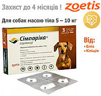 Симпарика 20 мг для собак весом 5-10 кг, таблетки от блох и клещей