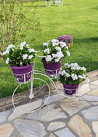 Підставка для квітів велосипед великий бежевий білий