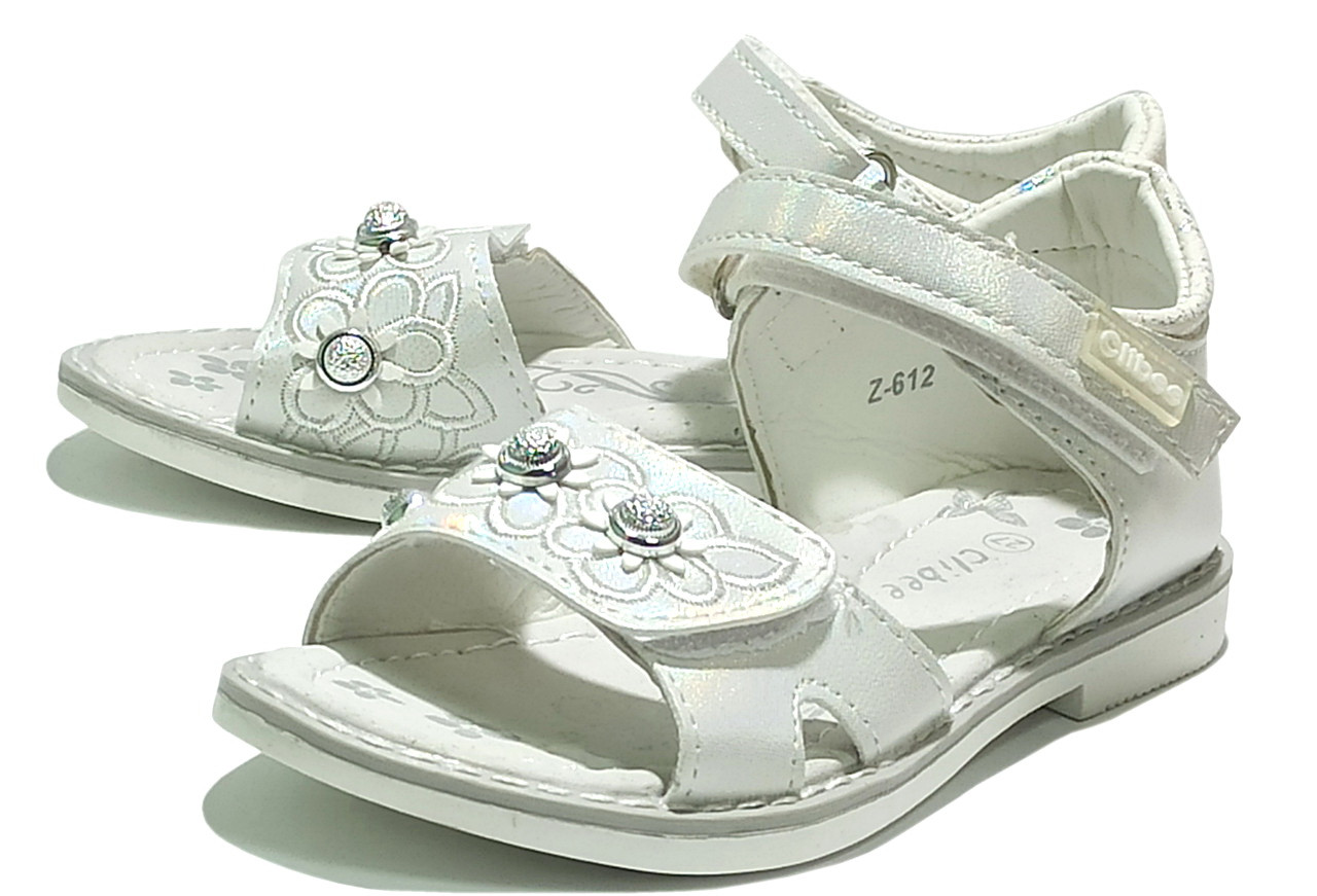 Ортопедичні босоніжки сандалі відкриті літнє взуття для дівчинки 612 білі Clibee Клібі р.26,27