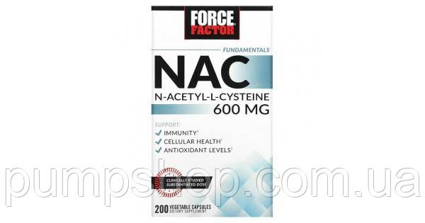 Амінокислота N-ацетил L-цистеїн Force Factor NAC 600 мг 200 капс., фото 3
