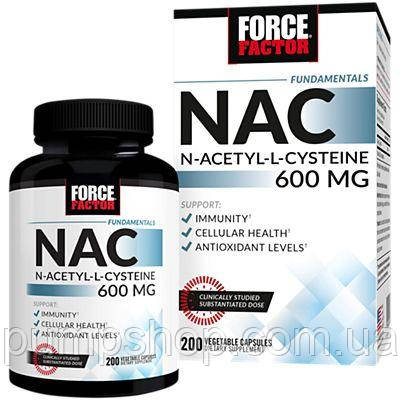 Амінокислота N-ацетил L-цистеїн Force Factor NAC 600 мг 200 капс., фото 1
