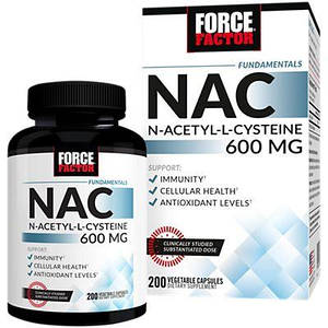 Амінокислота N-ацетил L-цистеїн Force Factor NAC 600 мг 200 капс.