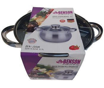 Каструля з кришкою-Нерж.сталь 5,1л (22*13,5см BN-598 (6 шт./ясть)
