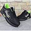 Кросівки підліткові для хлопчика Paliament Чорні із салатовим Еконубуком, фото 10