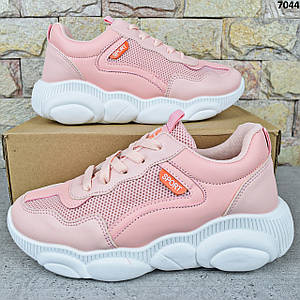 Кросівки жіночі весняно-літні Dual Україна, рожеві кросівки текстиль + екошкіра 38