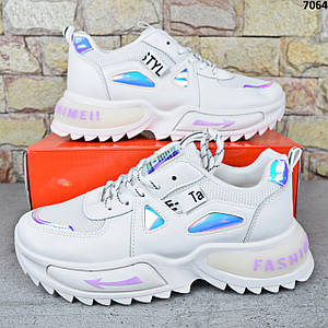 Кросівки жіночі демісезонні Gollmony, Білі кросівки екошкіра + текстиль