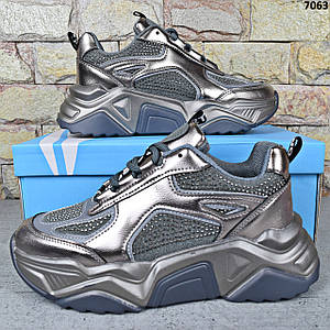 Кросівки жіночі демісезонні Raffelli, кросівки бронзового кольору екошкіра + еко-замша