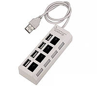 USB HUB, адаптер на 4 порта 2.0 белый
