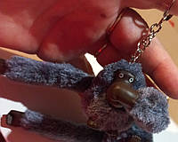 Іграшка хутро мавпа гібон орангутанг палець у рот брелок киплінг Kipling сіре ім'я бирка