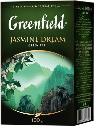 Чай китайський зелений байховий листовий з ароматом жасмину «Jasmine Dream» 100 г ТМ «Greenfield» - фото 1 - id-p1804274103