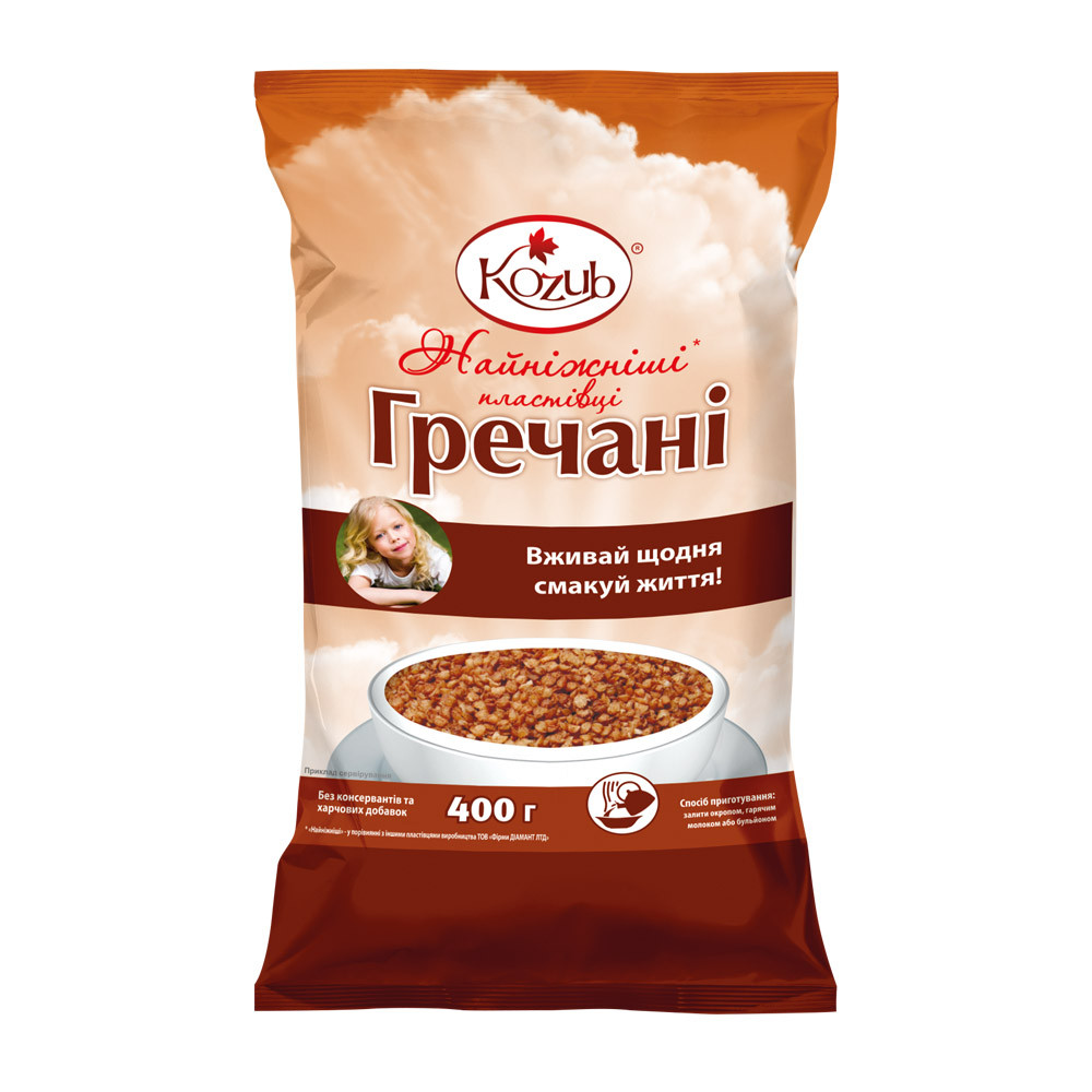 Пластівці гречані Найніжніші миттєвого приготування Козуб продукт 400 г (4820094539554) - фото 1 - id-p1847923098