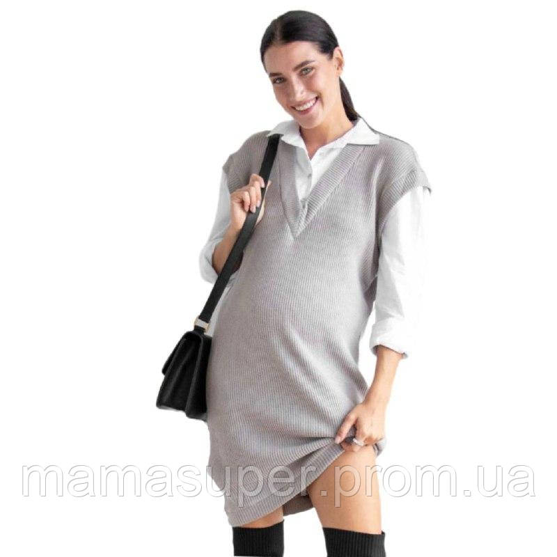 Плаття для вагітних "В'язане без рукавів + сорочка" Леді