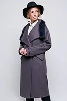 Стильное зимнее пальто с отделкой из меха норки мокко Vam 582 52