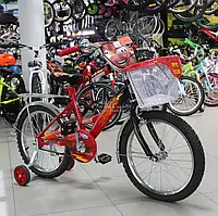Детский двухколесный велосипед 16 дюймов Azimut Тачки красные