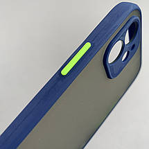 Чохол для Apple iPhone 12 чохол із захистом для камери з кольоровими кнопками на айфон 12 темно-синій tcb, фото 3