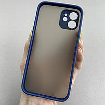 Чохол для Apple iPhone 12 чохол із захистом для камери з кольоровими кнопками на айфон 12 темно-синій tcb, фото 2