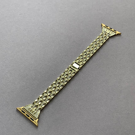 Ремінець Bucklet для Apple Watch 44 металевий ремінець з камінчиками для годинника епл вотч 44 золотий, фото 2