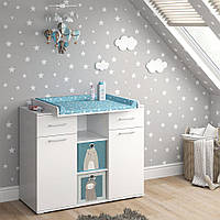 Комод с пеленатором на 2 выдвижных ящика, 2 дверей с полками в белом цвете MS317