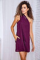 Фиолетовое платье на одно плечо 131R8810