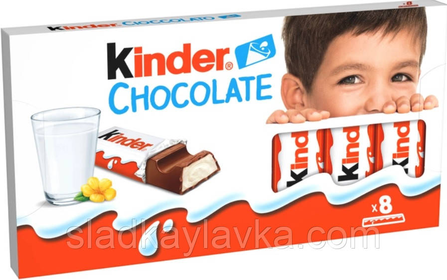 Шоколадний батончик Kinder Chocolate T8 8 шт, 100 грам (Ferrero)