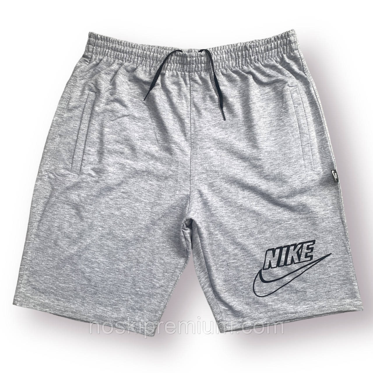 Шорти чоловічі спортивні двонитка пеньє батали Nike, Туреччина, розміри 56-64, світло-сірі, 011923