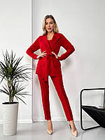Красный суперстильный костюм-тройка (топ+штаны+пиджак) с 42 по 48 размер