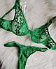 Комплект жіночої білизни з вишуканого мережива (зелений), фото 4