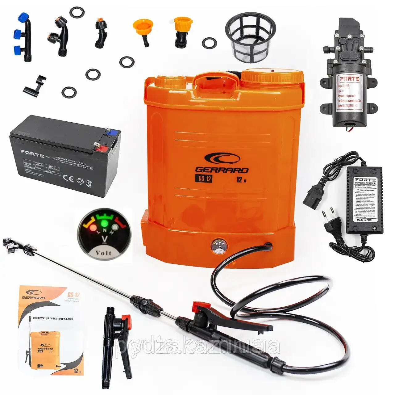 Садовий електро-обприскувач акумуляторний (на акумуляторі) на 12 літрів HLZ, фото 1