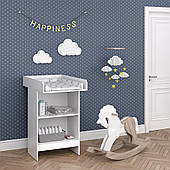 Комод з пеленатором на 2 висувні ящики, 2 двері з полицями в білому кольорі MS320