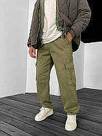 Мужские брюки карго хаки, свободные зеленые мужские штаны с накладными карманами GRUF 30