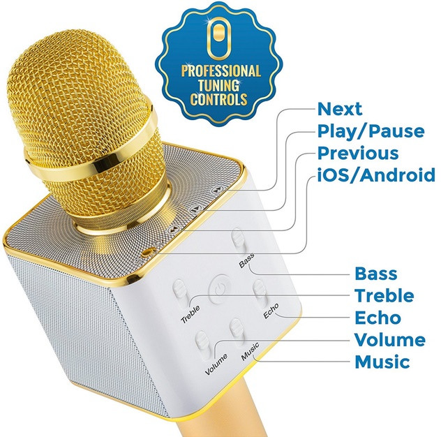Микрофон с функцией Караоке Q7 StreetGo Bluetooth Karaoke USB AUX MP3 Player - фото 7 - id-p1847995996
