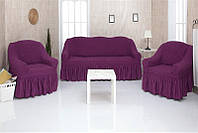 Чехлы натяжные на диван 3-х местный и два кресла Venera 01-225 (универсальные) Фиолетовый