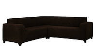 Плюшевый чехол на угловой диван Venera sh-013 Темно-коричневый