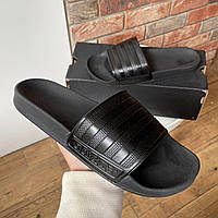 Мужские шлепанцы Adidas Slides Black (чёрные) практичные комфортные спортивные повседневные шлепки 0397v