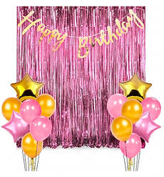 Святковий набір повітряних куль "Happy Birthday pink", (17 предметів)